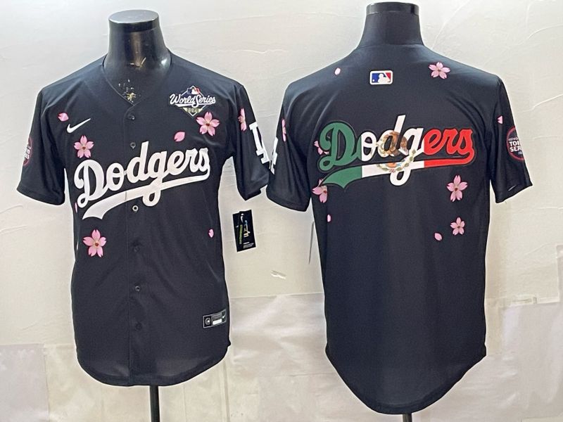 Men Nike 2026 Los Angeles Dodgers Blank Black Sakura Edition Game MLB Jersey 008